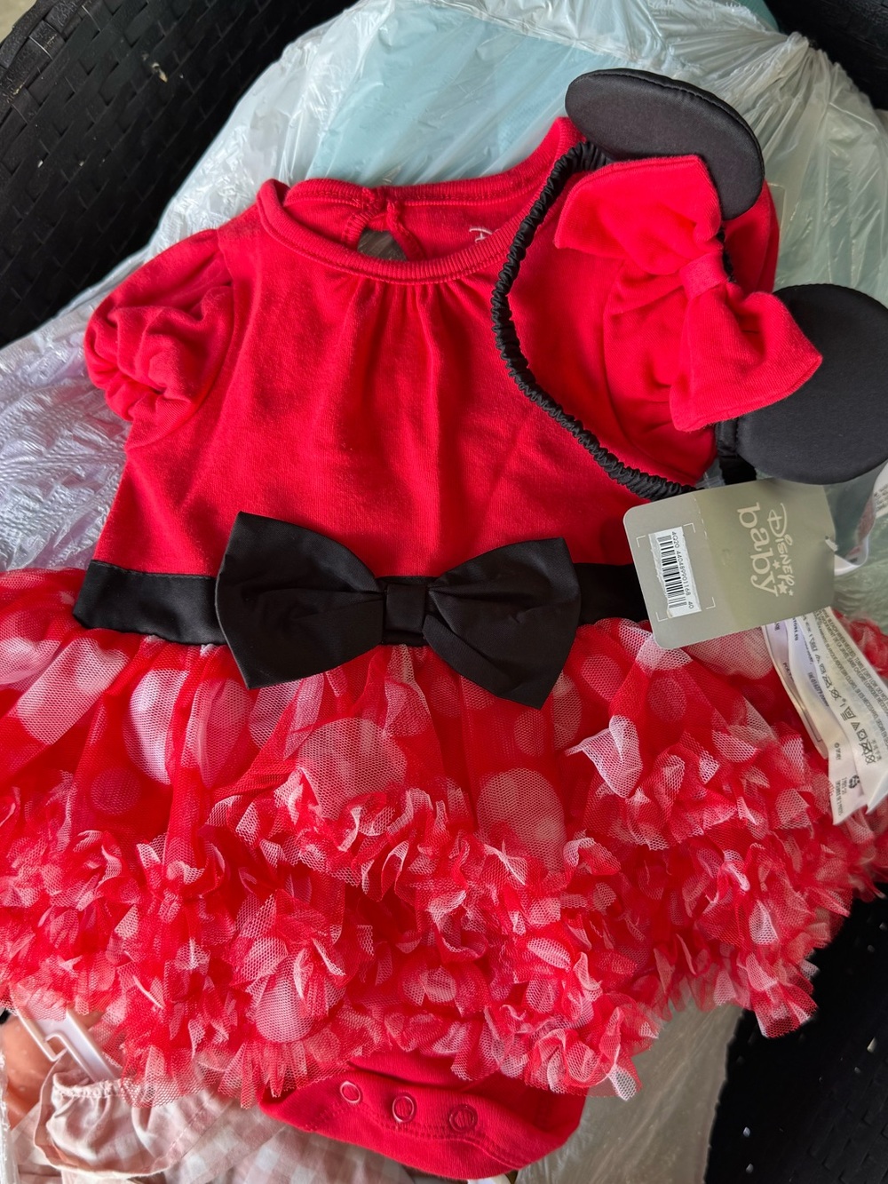 Disney Minnie Mouse Black and Red costume Set 6/9 months